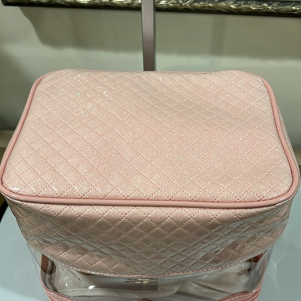 Large Pink Glitter Waterproof Toiletry Bag Makeup Case NWOT - Picture 11 of 11